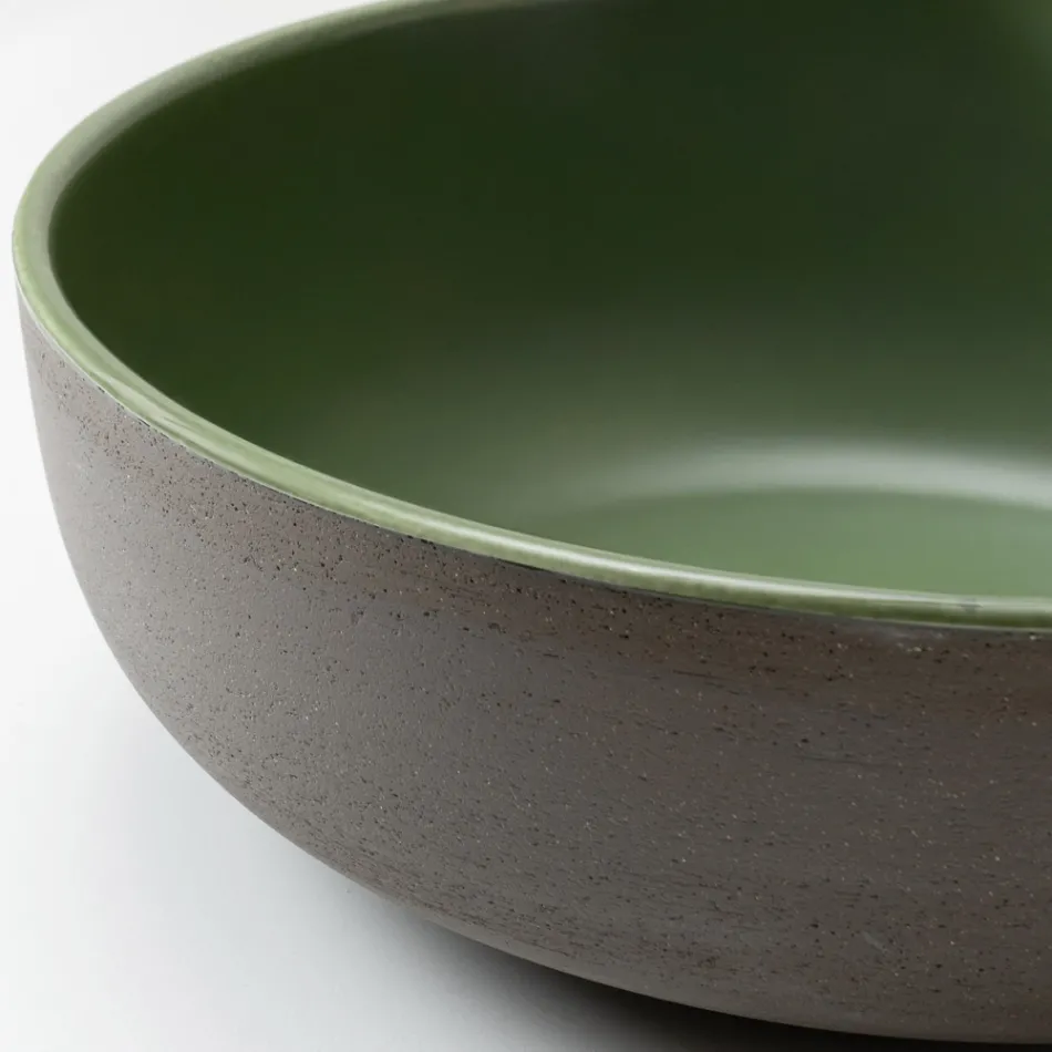 Bänkskåpstvättställ i mörk Raku Tillverkat i Italien - Drip Viadurini