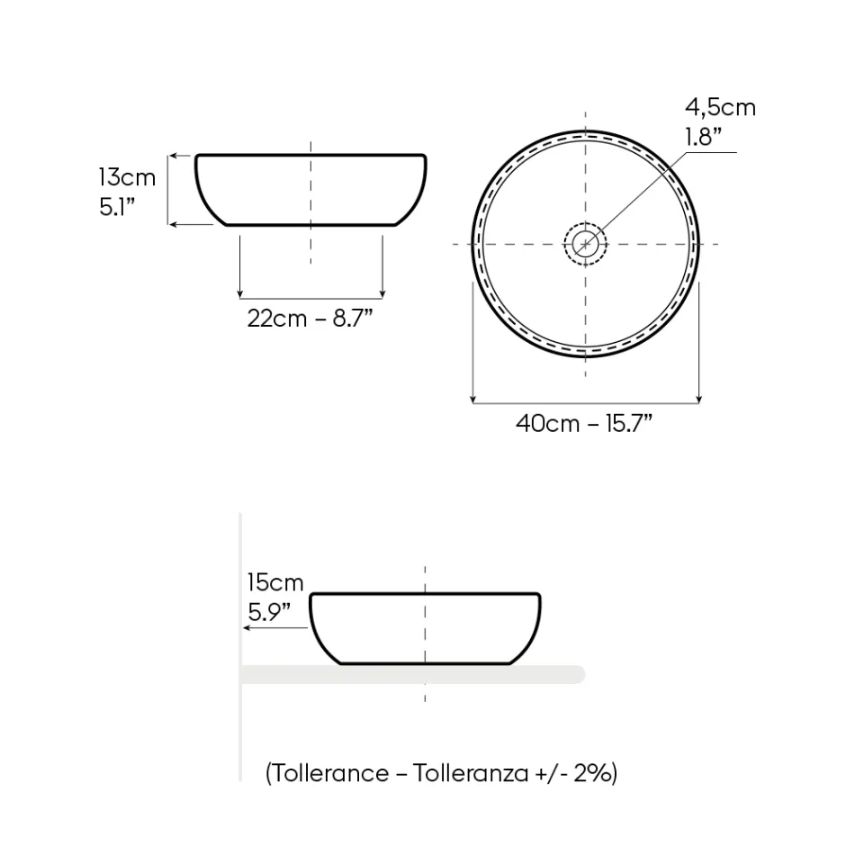 Bänkskåpstvättställ i mörk Raku Tillverkat i Italien - Drip Viadurini