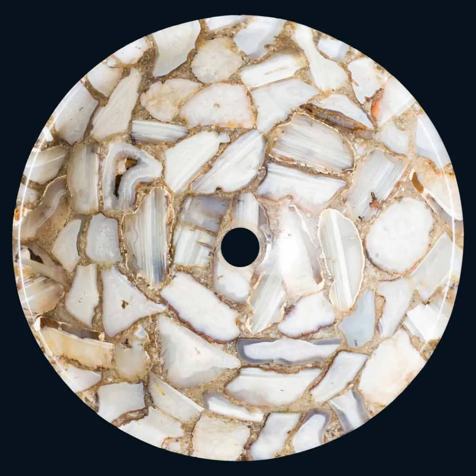 Bänkskiva rund sten stöd agat Mila, enda stycke Viadurini