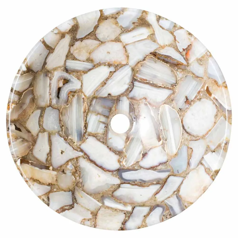 Bänkskiva rund sten stöd agat Mila, enda stycke Viadurini