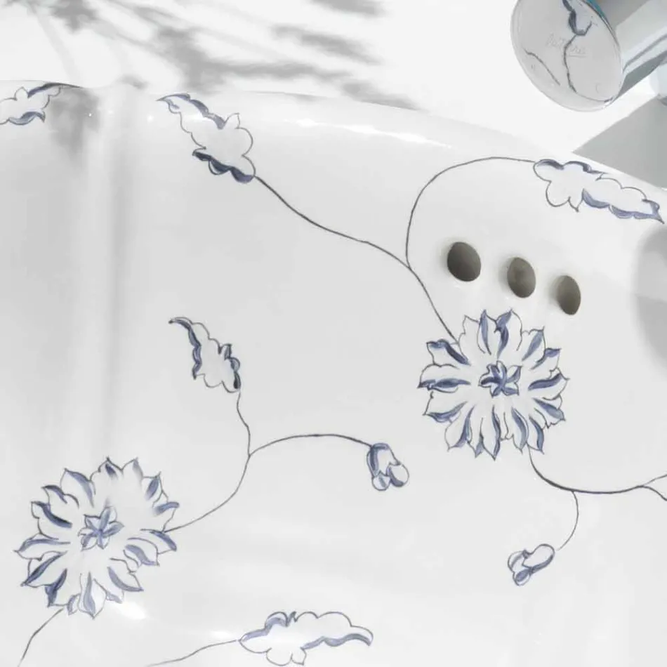 Rundformat handfat i klassiskt porslin tillverkat i Italien, Santiago Viadurini