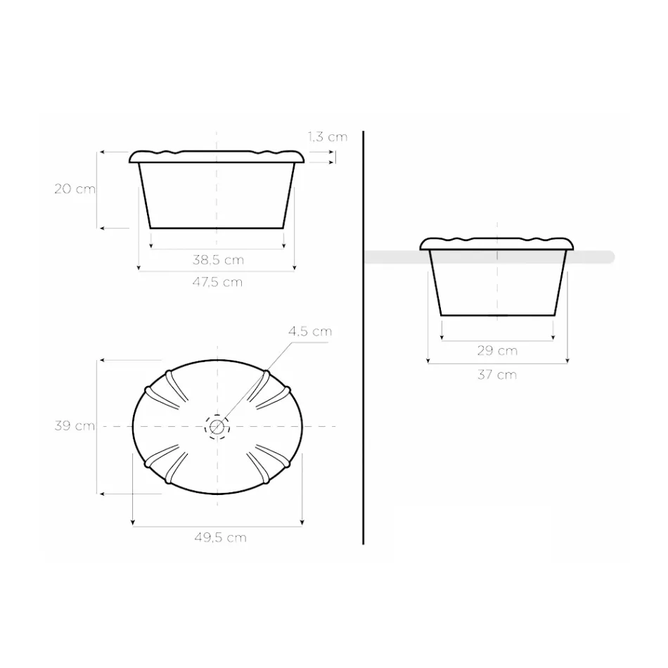 Vintage handgjuten porslinstvättställ med blommor tillverkad i Italien - Barbera Viadurini