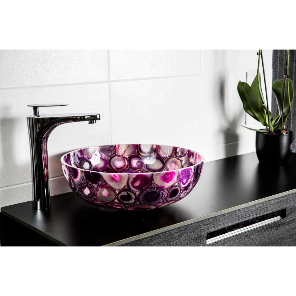 Round Agate Stone Countertop Sink - Buffalo Viadurini