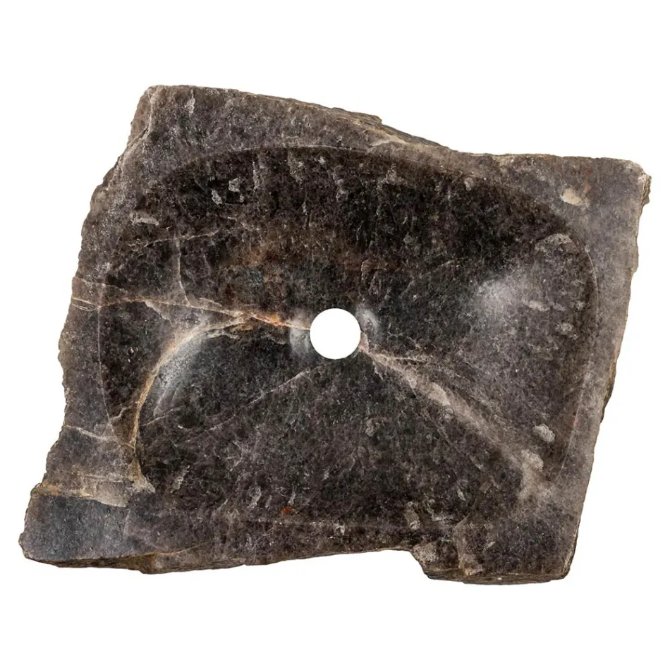 Handgjord diskbänk i rökkvartssten, Vigasio Viadurini