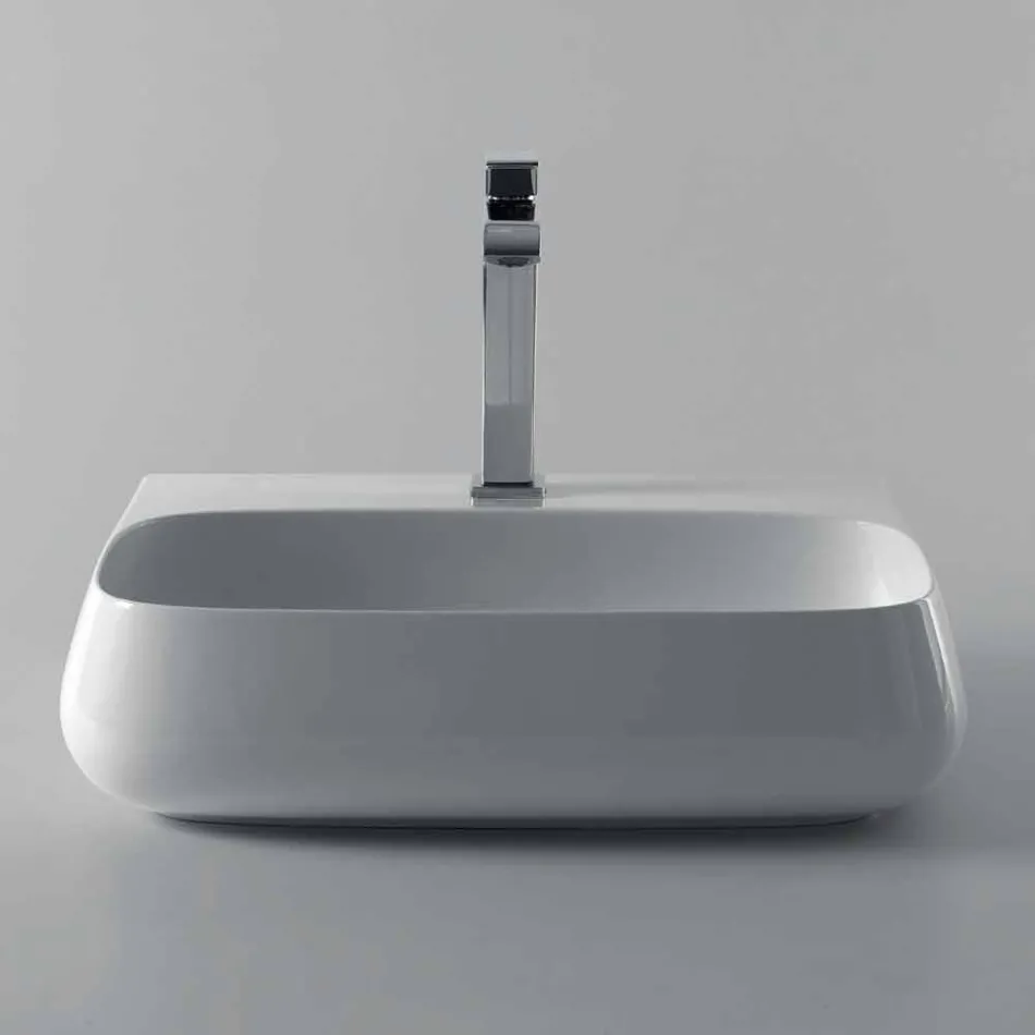 Frittstående eller väggmonterat keramiskt handfat L 55cm tillverkat i Italien, Gais Viadurini