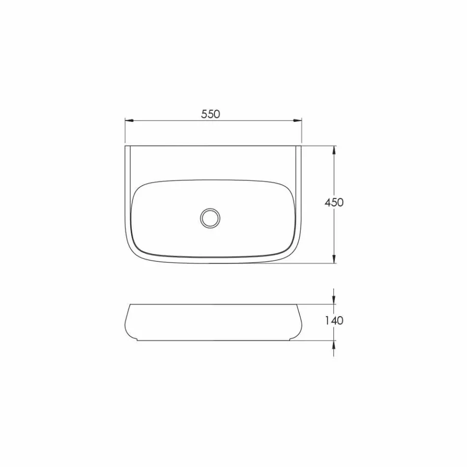 Frittstående eller väggmonterat keramiskt handfat L 55cm tillverkat i Italien, Gais Viadurini