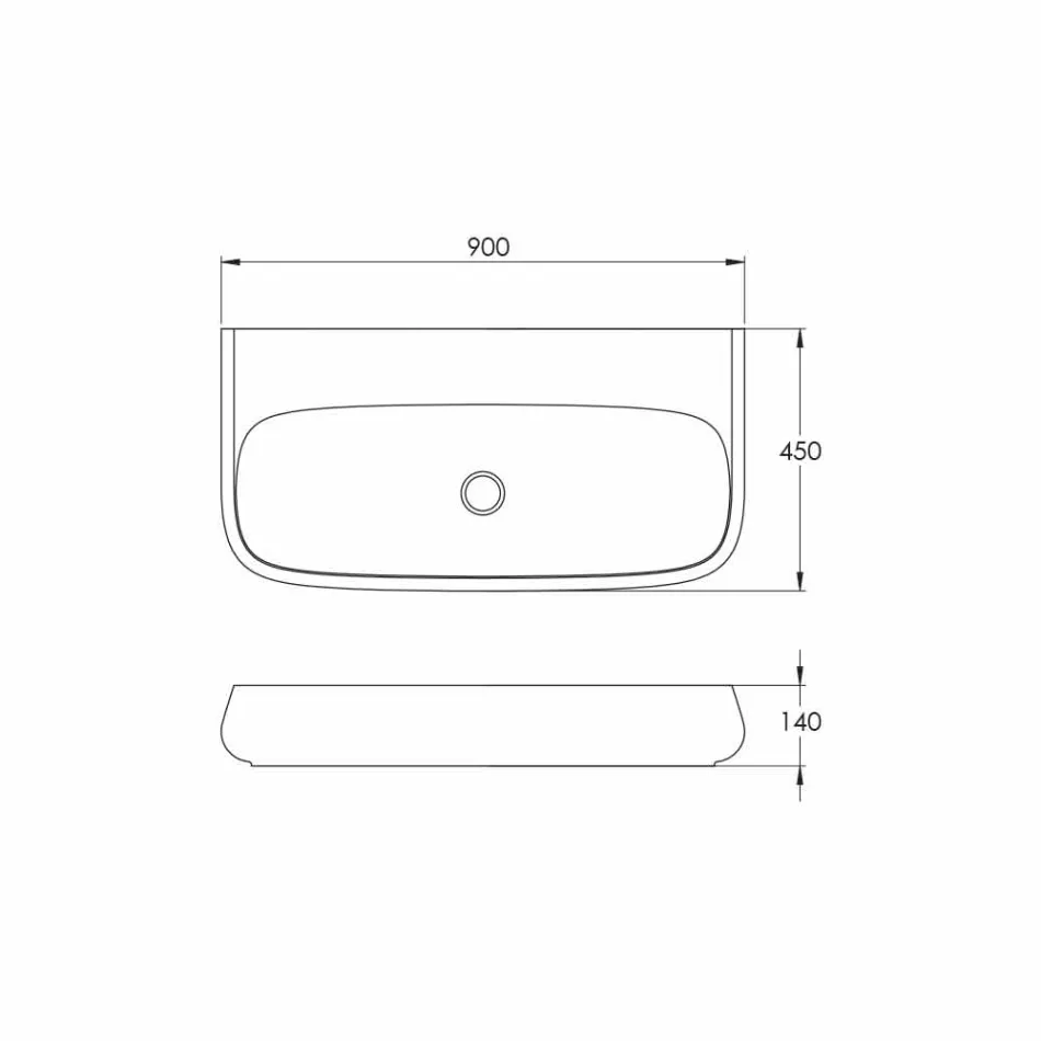 Frittstående eller upphängda keramiska handfat L 90cm tillverkat i Italien, Gais Viadurini