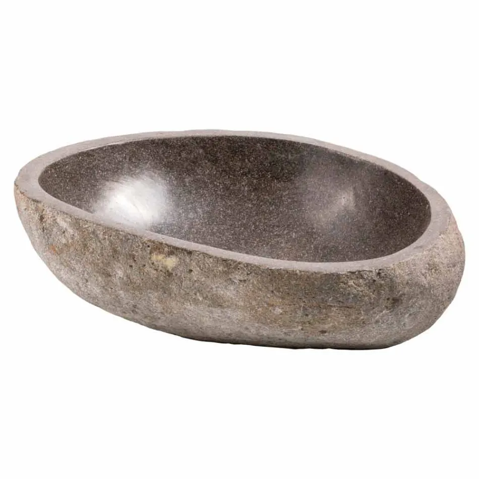 Moderna bänkskivan gjord av handgjord flodsten, Buriasco Viadurini