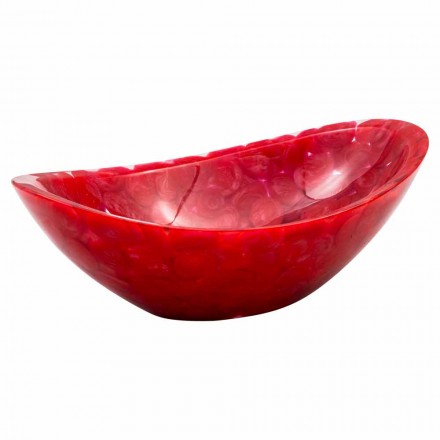 Modern handgjord diskbänk i rött harts, Buscate Viadurini
