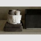 Badhandduk för gäster i frotté med blandad linne kant 6 stycken - kam Viadurini