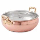 Handtinnad koppargrönsakskruka med 2 handtag tillverkad i Italien 16 cm - Gianmaria Viadurini