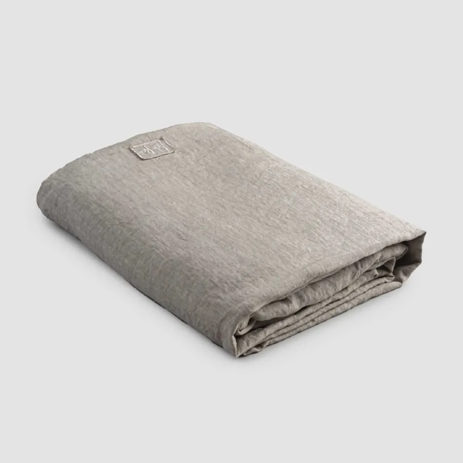 Dubbla påslakan i svart linne, smör eller gammal krita - Fiumano Viadurini