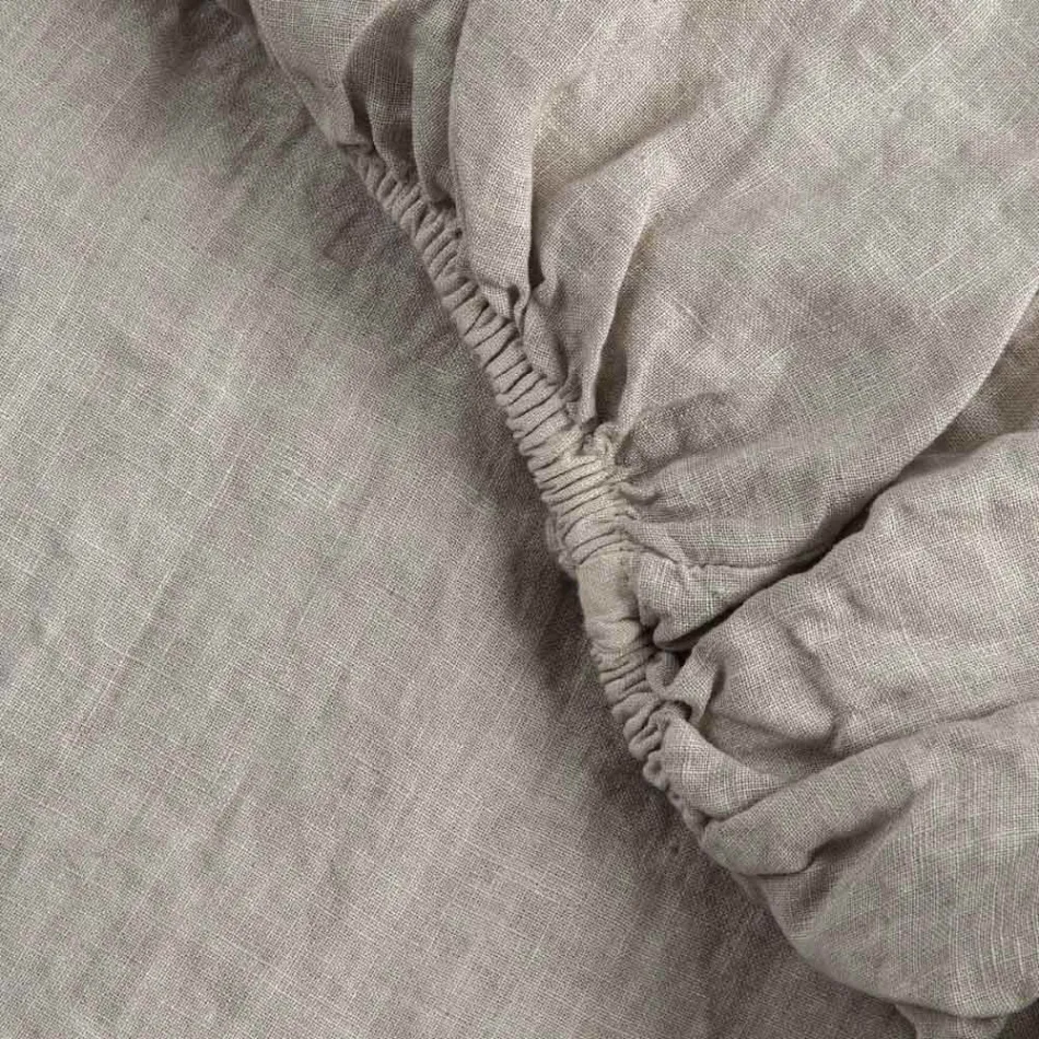 Dubbla påslakan i svart linne, smör eller gammal krita - Fiumano Viadurini