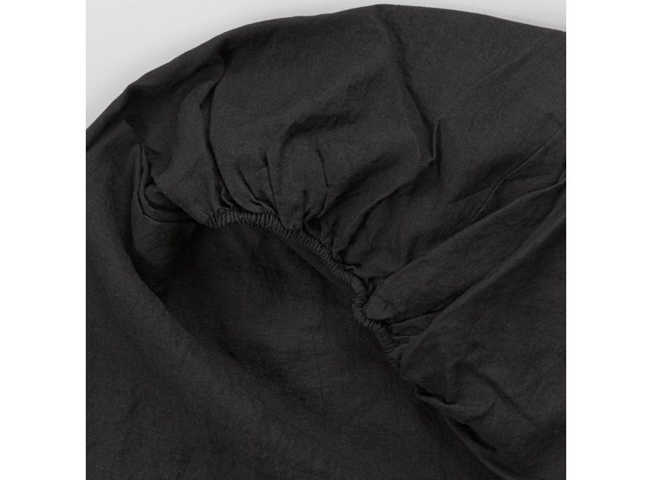 Dubbla påslakan i svart linne, smör eller gammal krita - Fiumano Viadurini