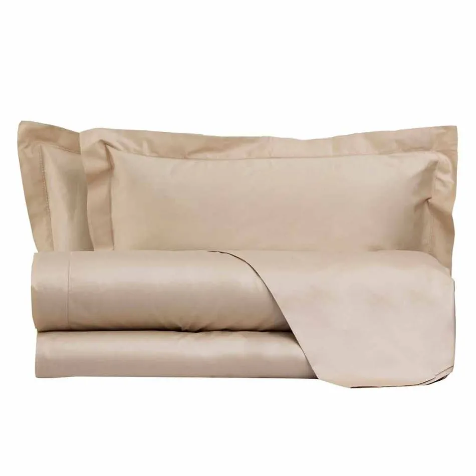 Ensfargade ark komplett i bomullssatin för dubbelsäng - Hibiskus Viadurini