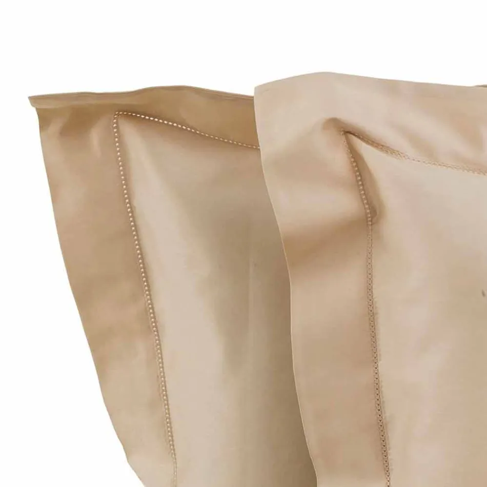 Ensfargade ark komplett i bomullssatin för dubbelsäng - Hibiskus Viadurini