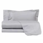 Ensfargade ark komplett i bomullssatin för dubbelsäng - Hibiskus Viadurini