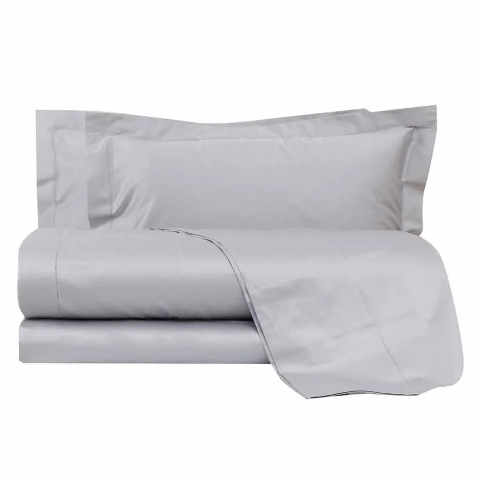 Ensfargade ark komplett i bomullssatin för dubbelsäng - Hibiskus Viadurini