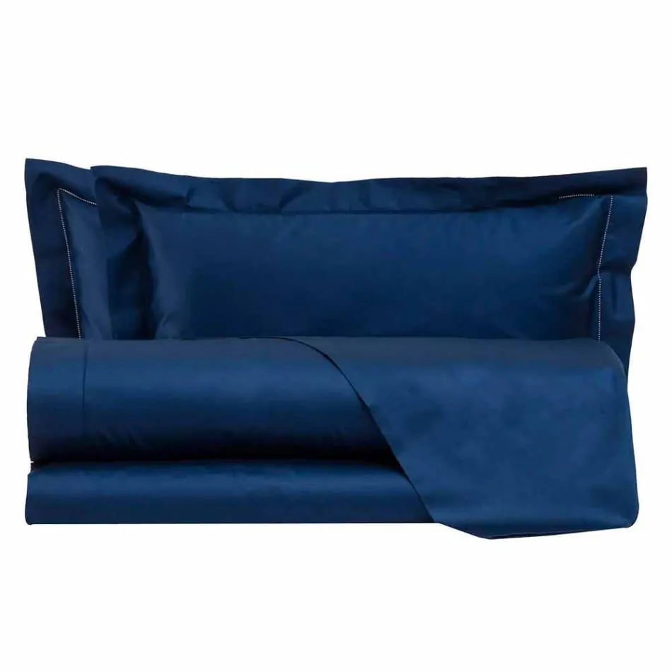 Ensfargade ark komplett i bomullssatin för dubbelsäng - Hibiskus Viadurini