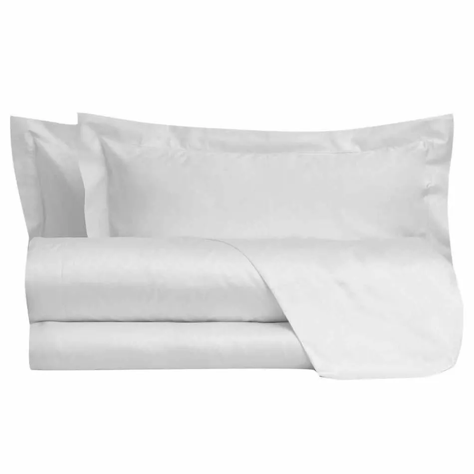 Ensfargade ark komplett i bomullssatin för dubbelsäng - Hibiskus Viadurini