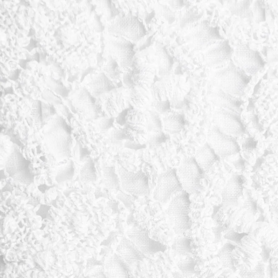 Högkvalitativt vitt linnelakan med spets för dubbelsäng - Fiumana Viadurini