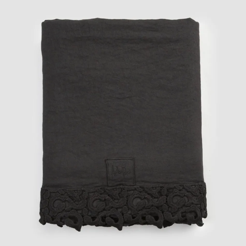 Dubbellakan i linne med Poema spets, 3 ytbehandlingar - Dulcis Viadurini