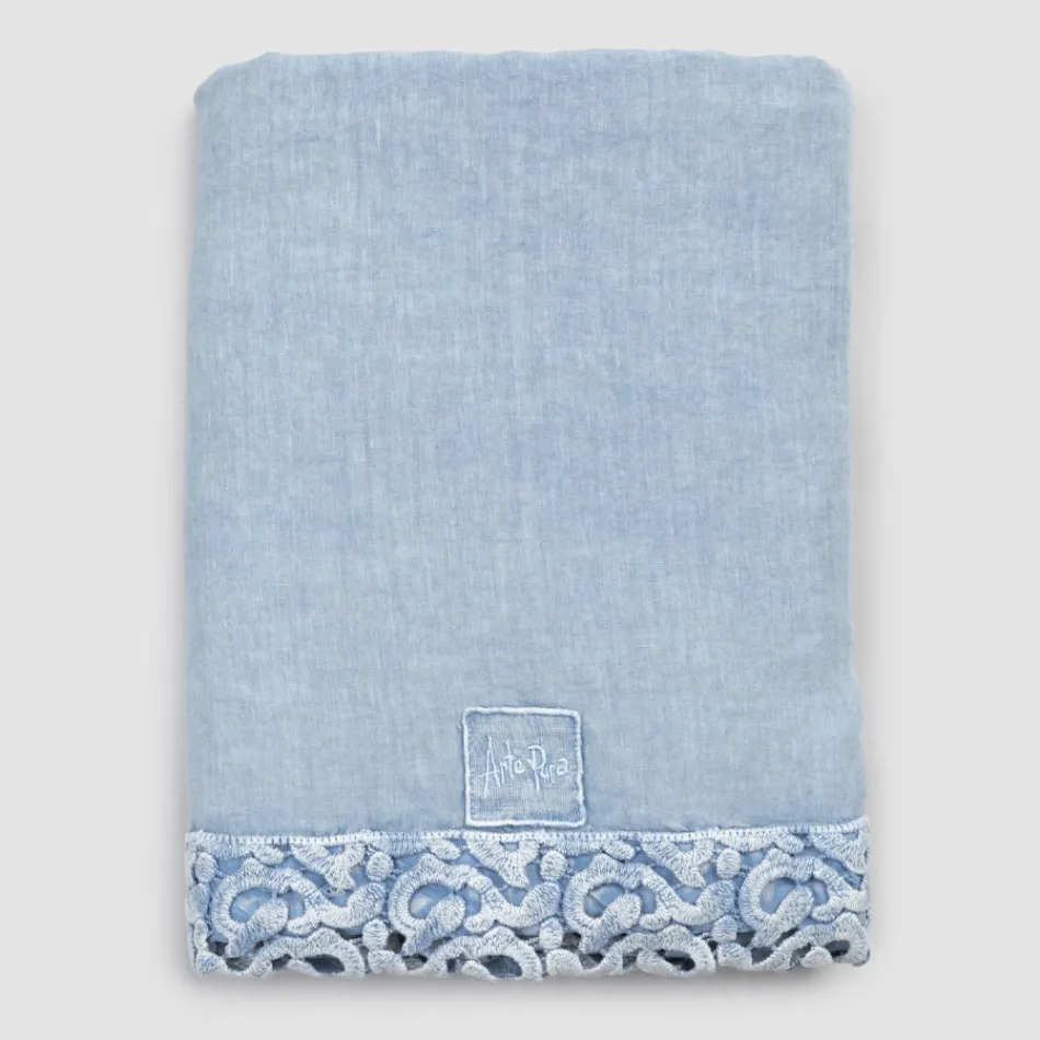 Dubbellakan i linne med Poema spets, 3 ytbehandlingar - Dulcis Viadurini