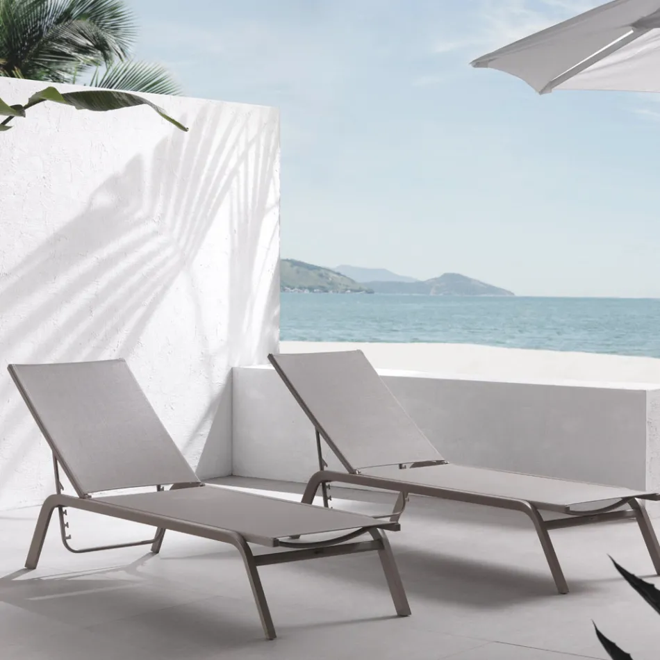 Trädgårdssolstolar i målad aluminium och textilen, 2 delar - kanin Viadurini