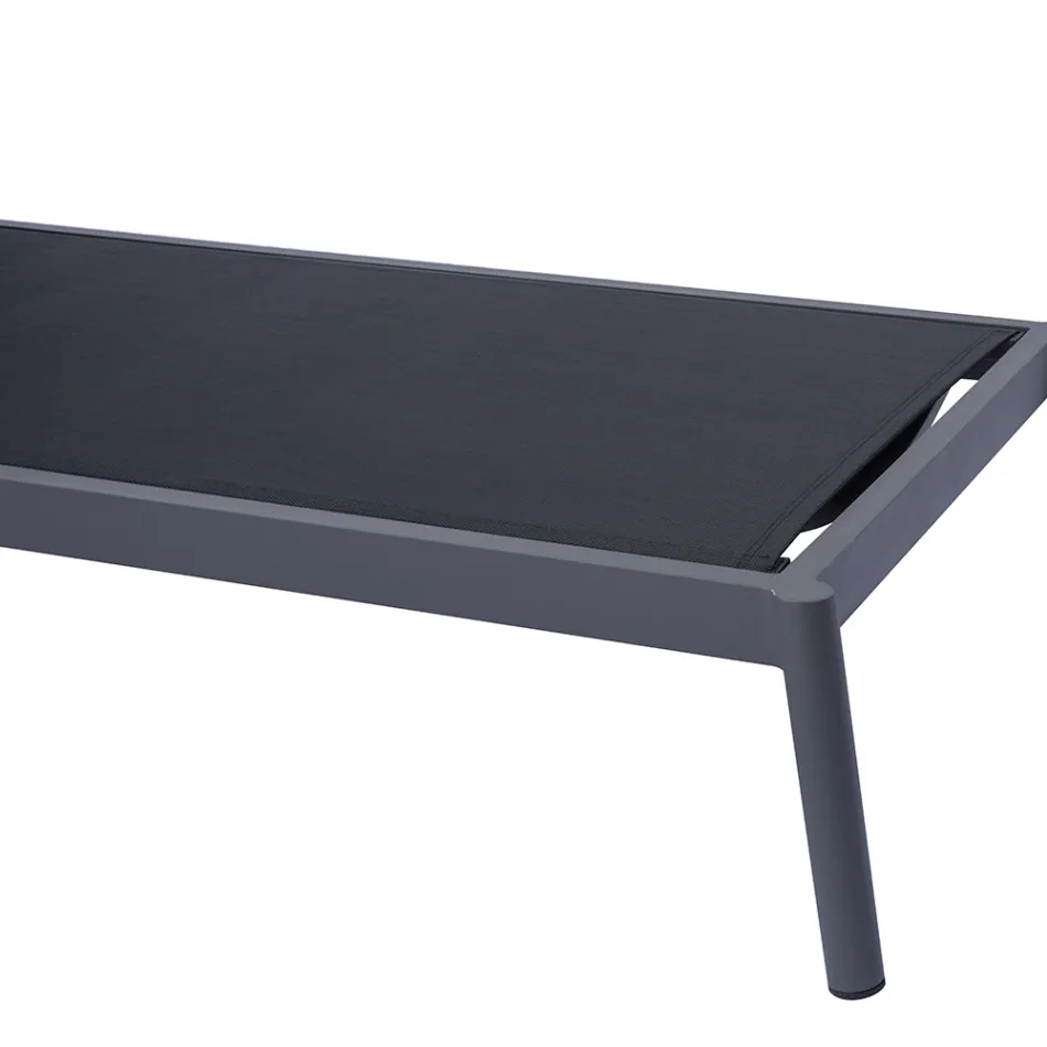 205x76 cm solsäng i aluminium med dyna - Tessara Viadurini