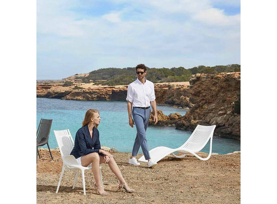 Utomhus schäslong solsäng, vit eller ecru plast 4 delar - Ibiza av Vondom Viadurini