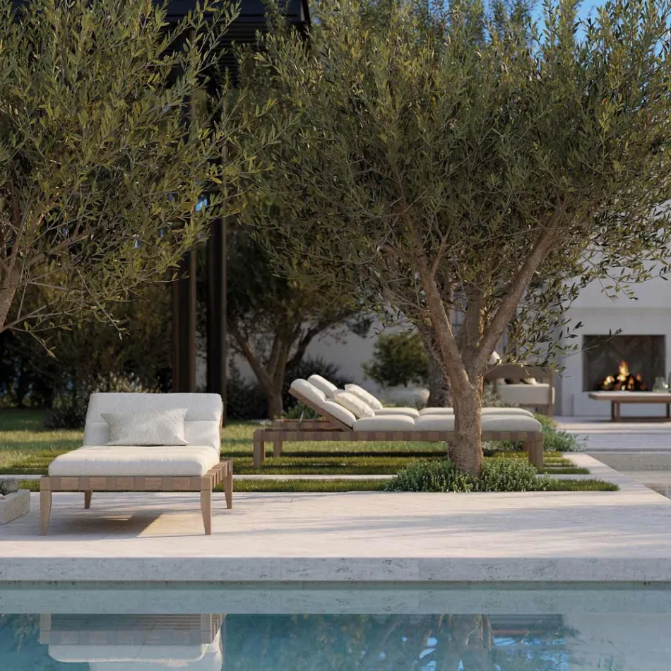 Utomhussäng med ram av teak Tillverkad i Italien - Briga Viadurini