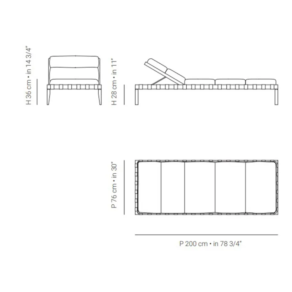 Utomhussäng med ram av teak Tillverkad i Italien - Briga Viadurini
