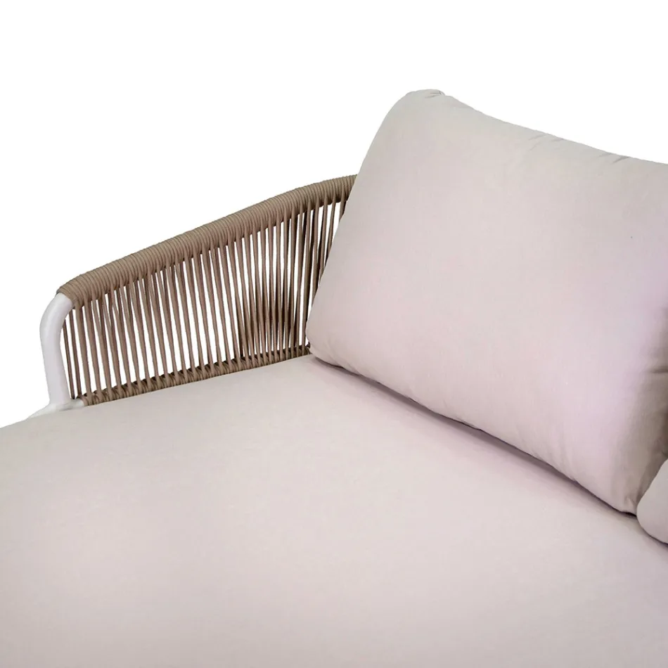 Solstol för utomhusbruk med ram, rep och dynor i teak - Tält Viadurini