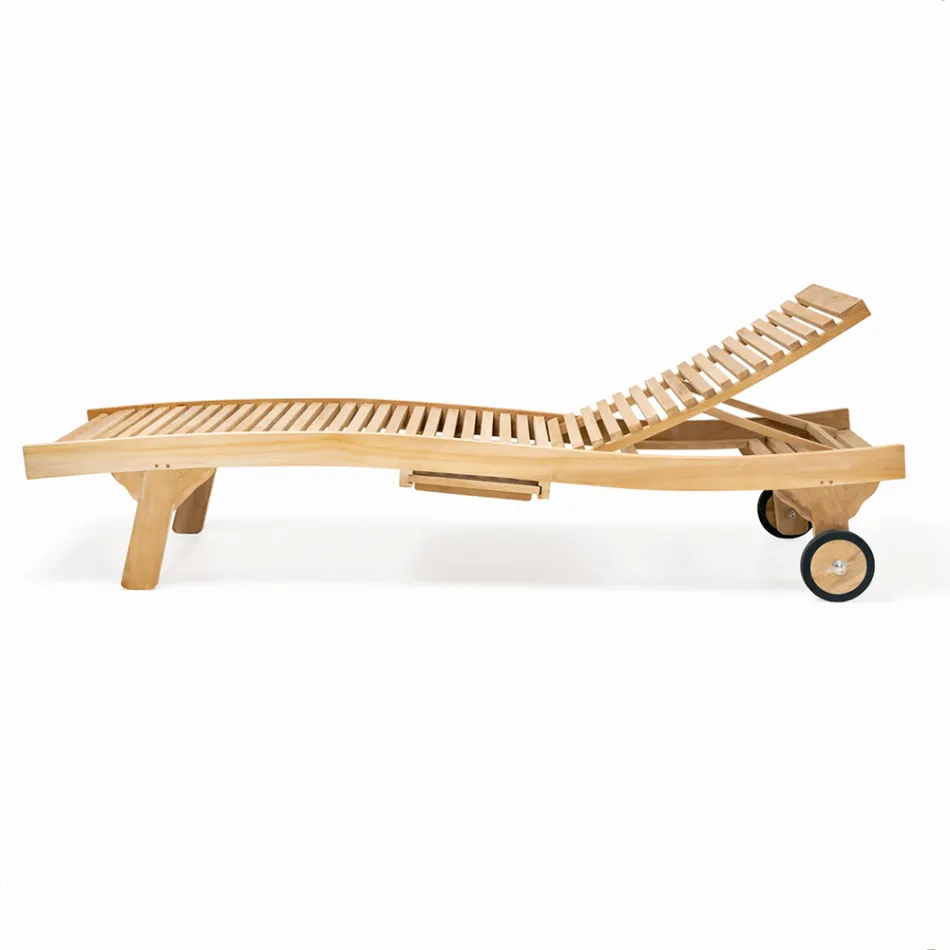 Utomhussolstol i naturlig teak - Yggdrasil Viadurini