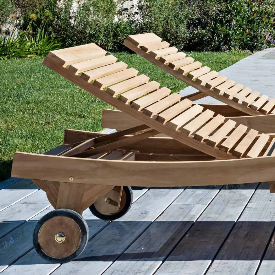 Utomhussolstol i naturlig teak - Yggdrasil Viadurini