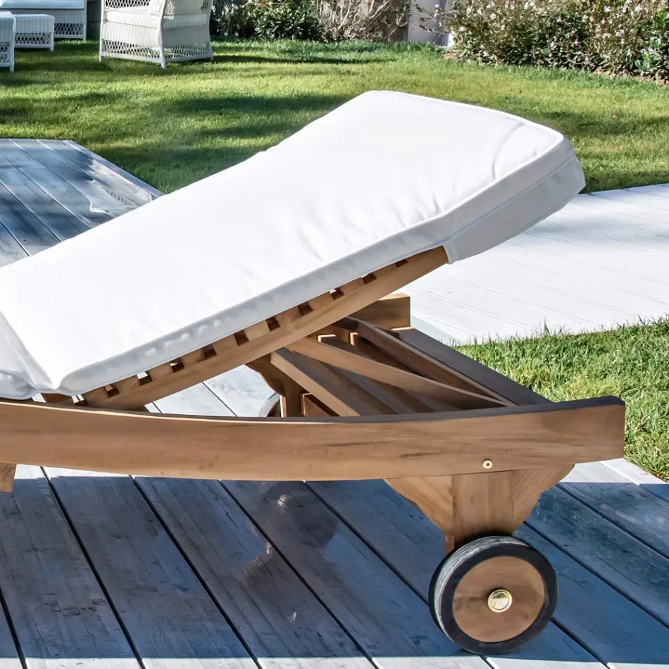 Utomhussolstol i naturlig teak - Yggdrasil Viadurini