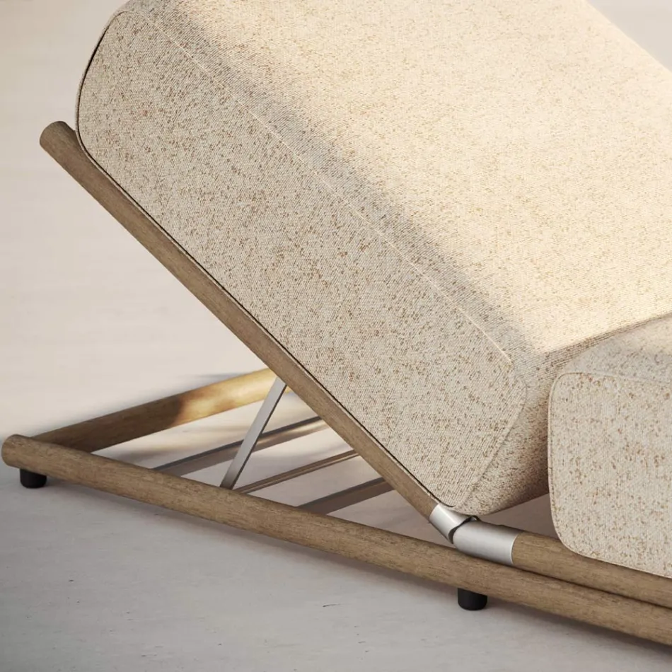 Utomhussolsäng i tyg och trästruktur Tillverkad i Italien - Armelia Viadurini