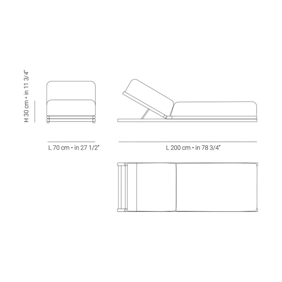 Utomhussolsäng i tyg och trästruktur Tillverkad i Italien - Armelia Viadurini