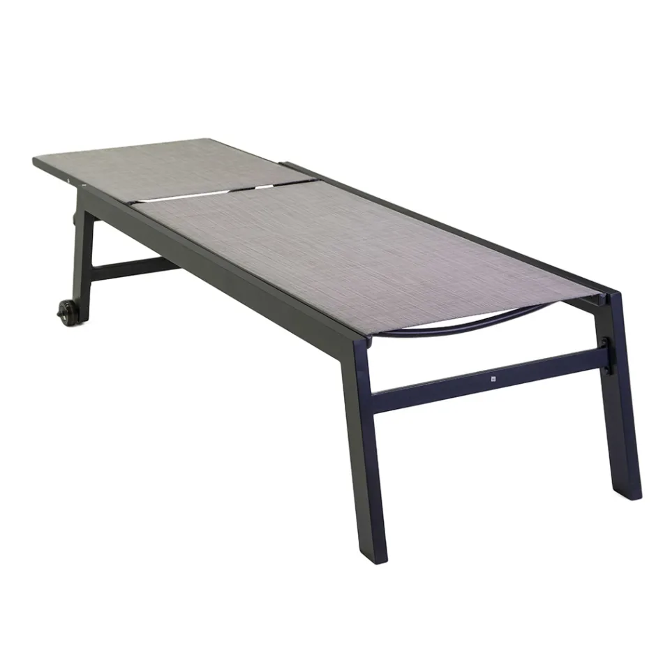 Solstol för utomhusbruk av aluminium och textilene med 2 hjul - Kostym Viadurini