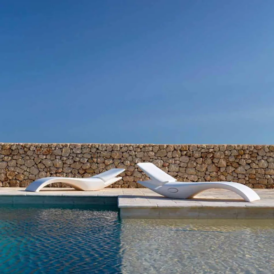 Design Chaise Longue Garden Lounger i vit plast - Zoe av Mayyour Viadurini