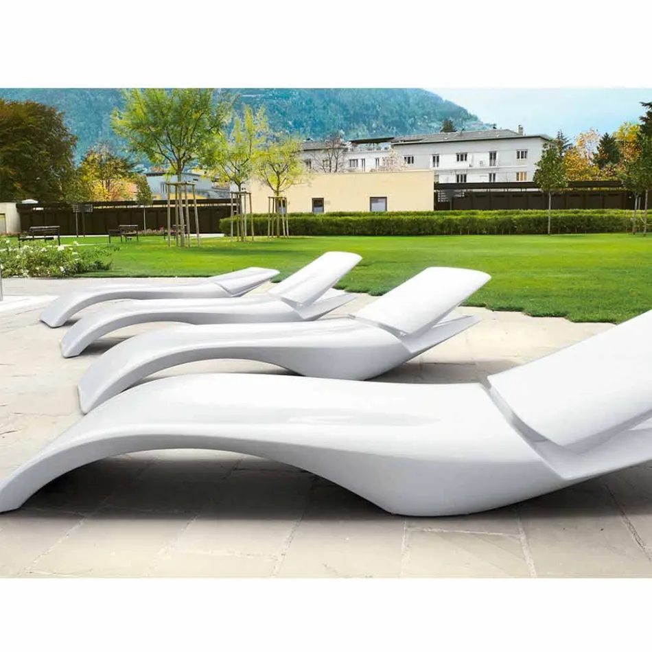 Design Chaise Longue Garden Lounger i vit plast - Zoe av Mayyour Viadurini