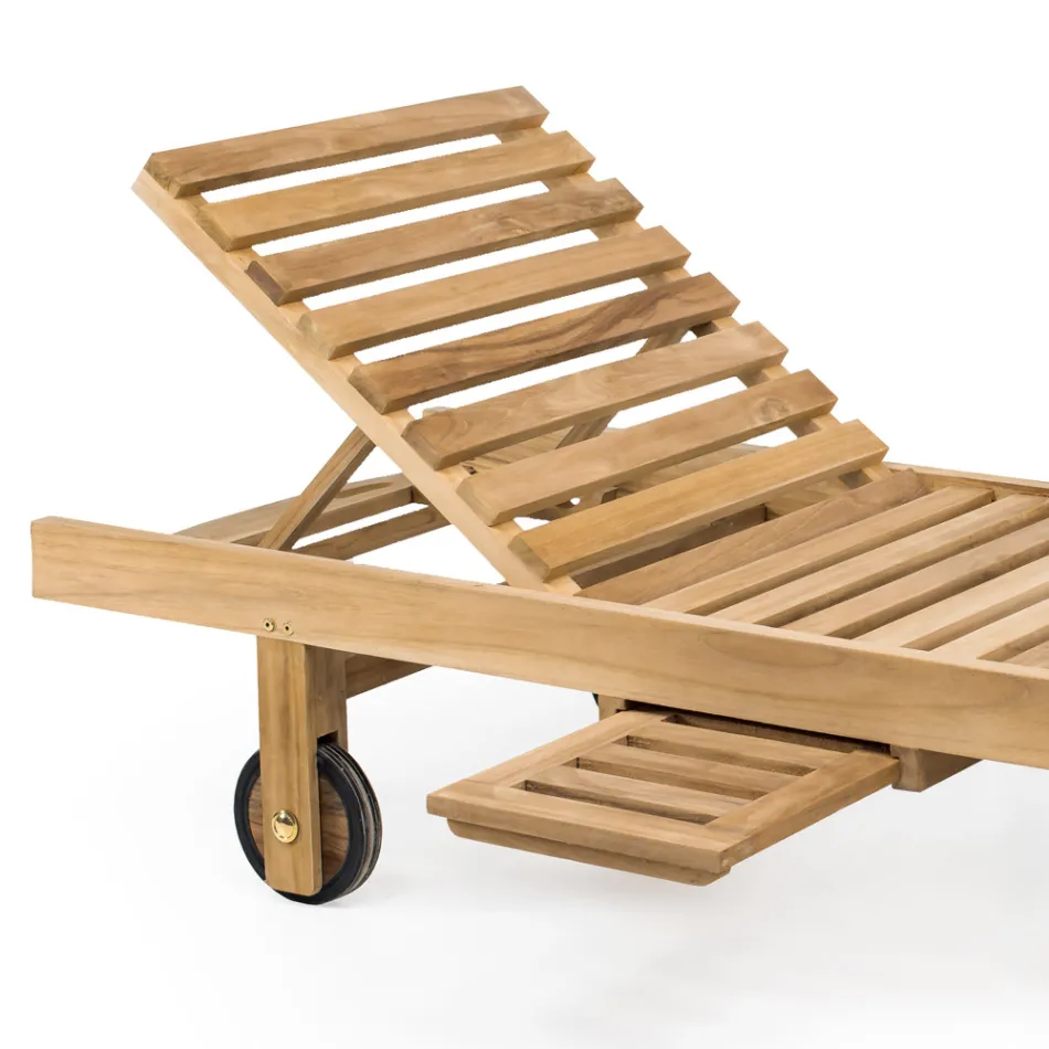 Trädgårdssäng i naturligt teak - Yggdrasil Viadurini