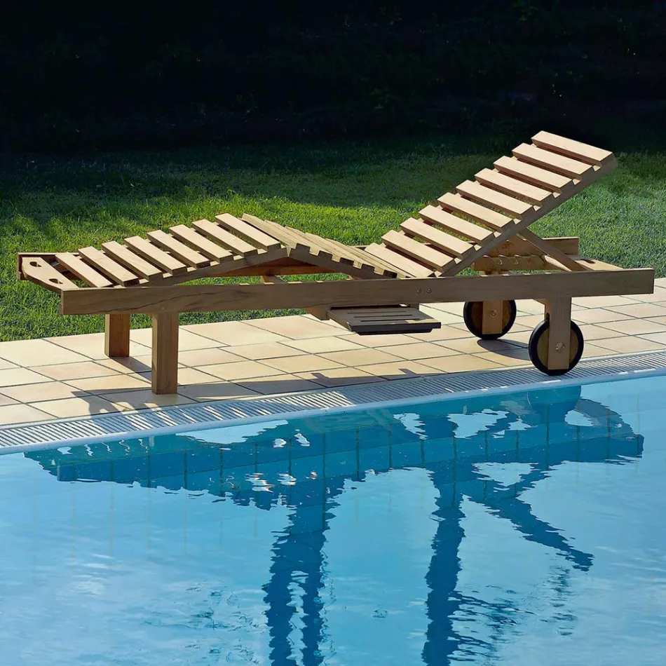 Trädgårdssäng i naturligt teak - Yggdrasil Viadurini