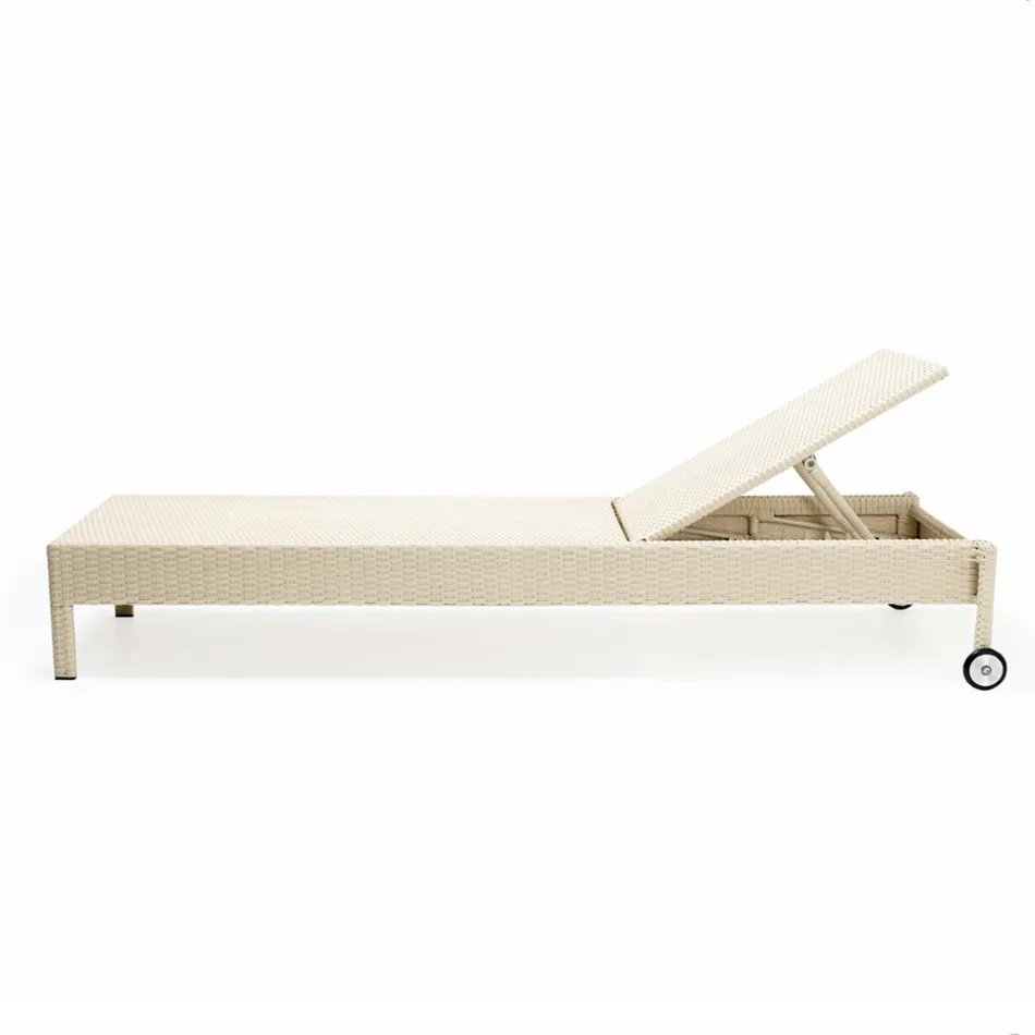 Trädgårdsstol i polyrotting med hjul - Sola Viadurini