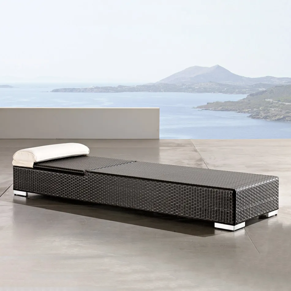 Trädgårdssolstol i handvävd polyrotting - Experia Viadurini