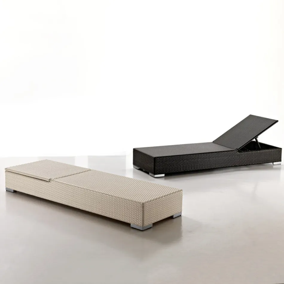 Trädgårdssolstol i handvävd polyrotting - Experia Viadurini