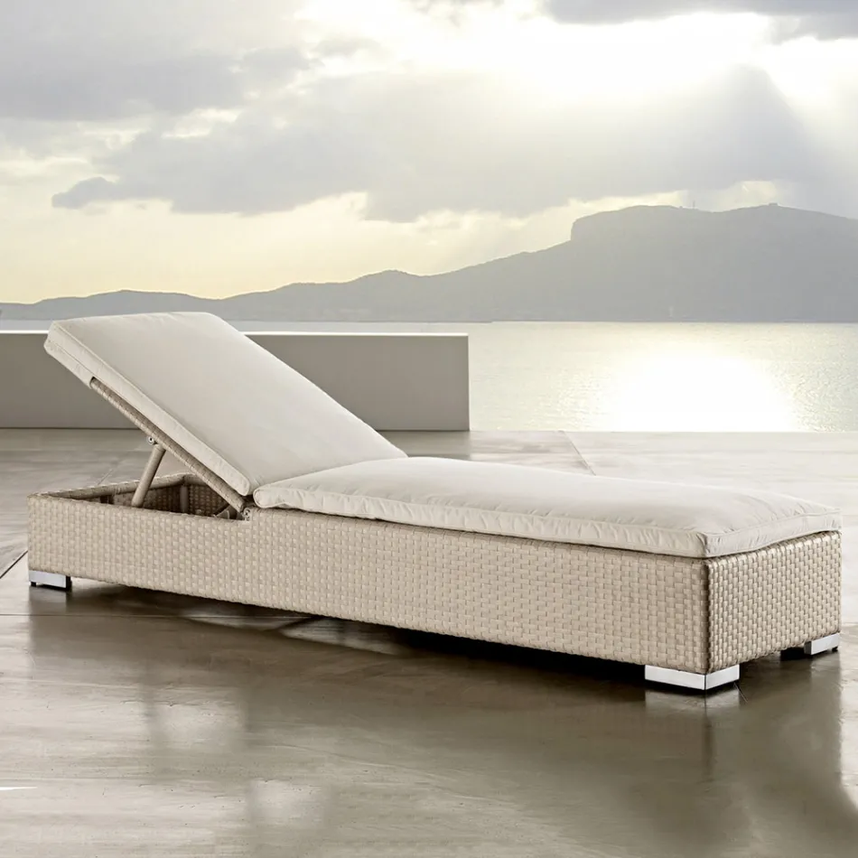 Trädgårdssolstol i handvävd polyrotting - Experia Viadurini