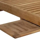 Trädgårdssäng i teak med avtagbart bord och hjul - Oasi Viadurini