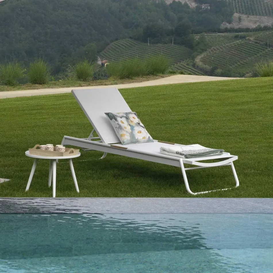 Spjälsäng i aluminium och textilene med insats i polywood - Ink Viadurini