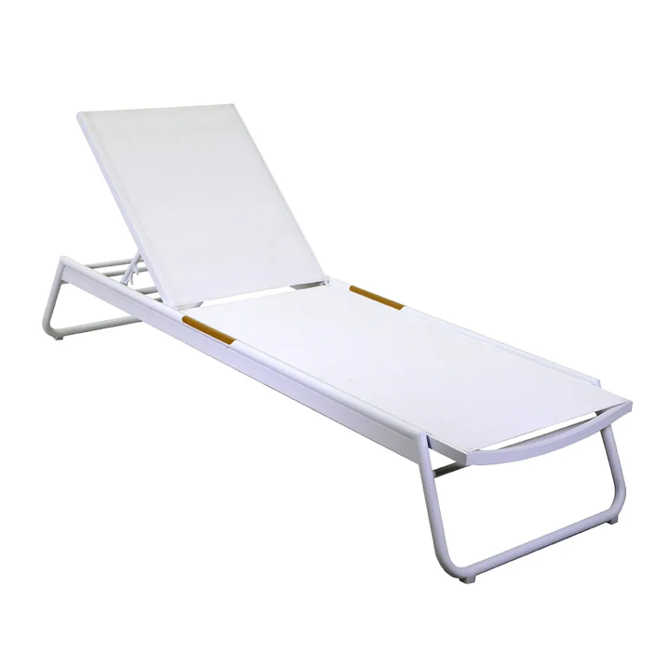 Spjälsäng i aluminium och textilene med insats i polywood - Ink Viadurini